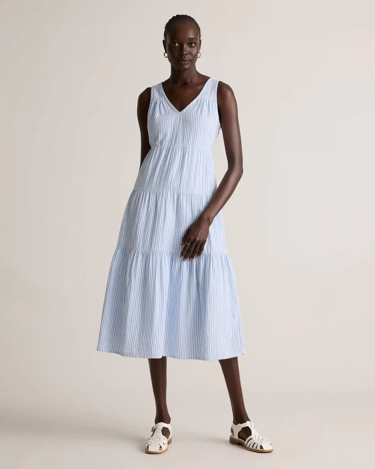 100% Organic Cotton Gauze Tiered Maxi Dress