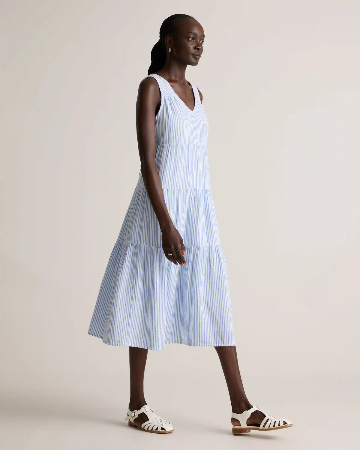 100% Organic Cotton Gauze Tiered Maxi Dress
