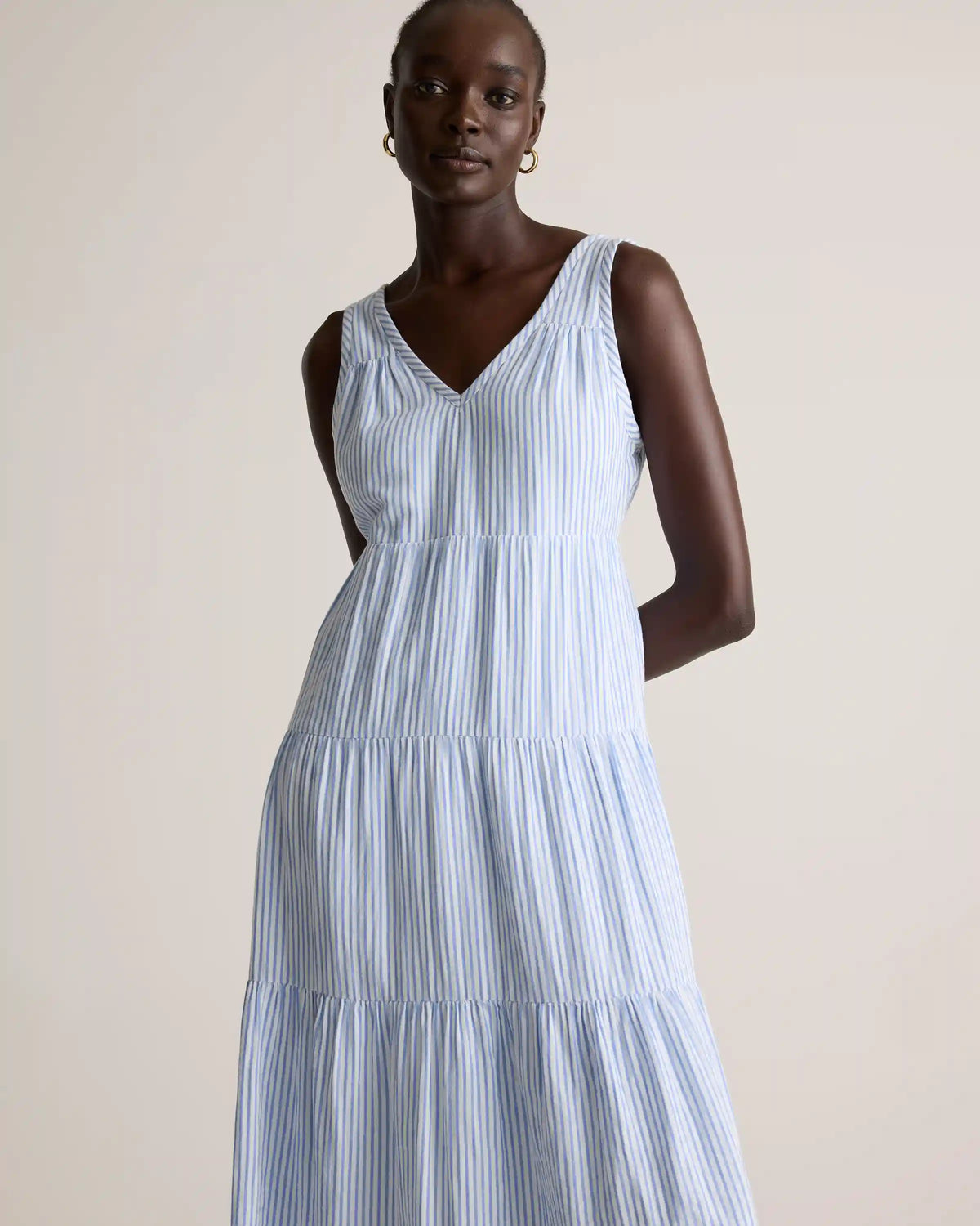 100% Organic Cotton Gauze Tiered Maxi Dress