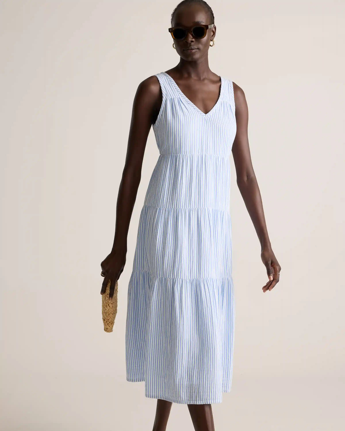 100% Organic Cotton Gauze Tiered Maxi Dress