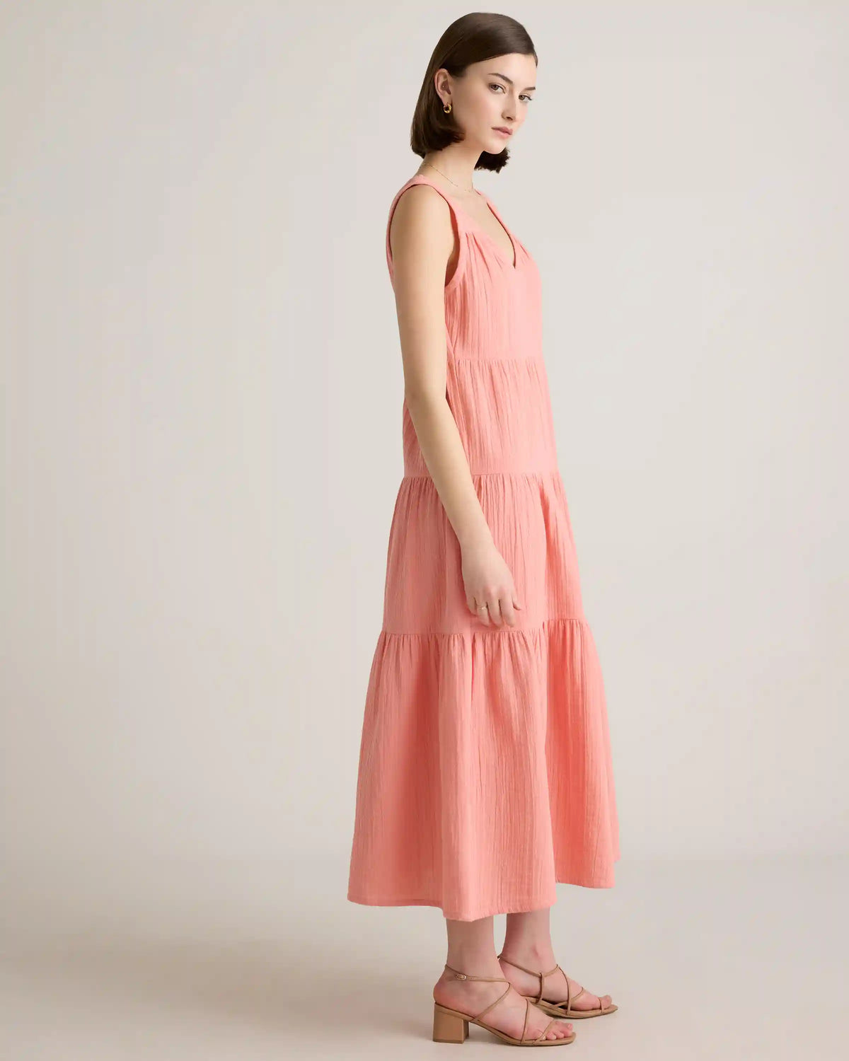 100% Organic Cotton Gauze Tiered Maxi Dress