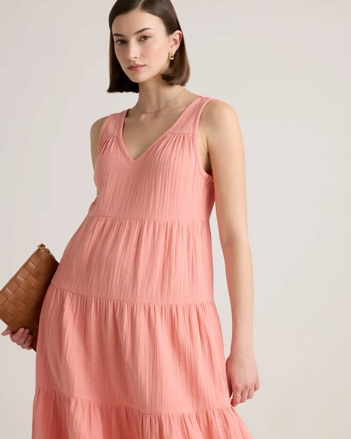 100% Organic Cotton Gauze Tiered Maxi Dress