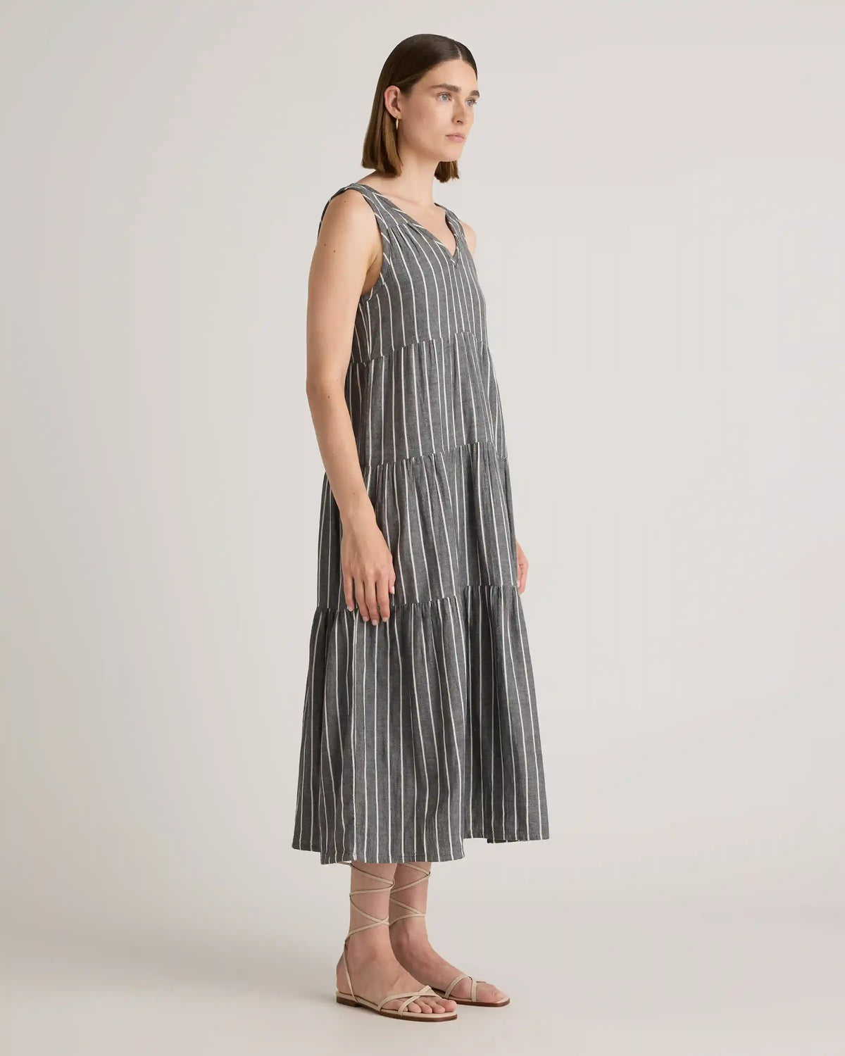 100% Organic Cotton Gauze Tiered Maxi Dress