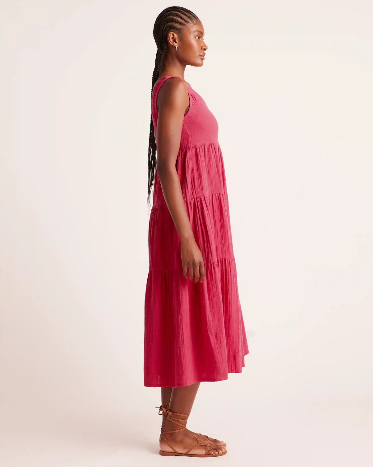 100% Organic Cotton Gauze Tiered Maxi Dress