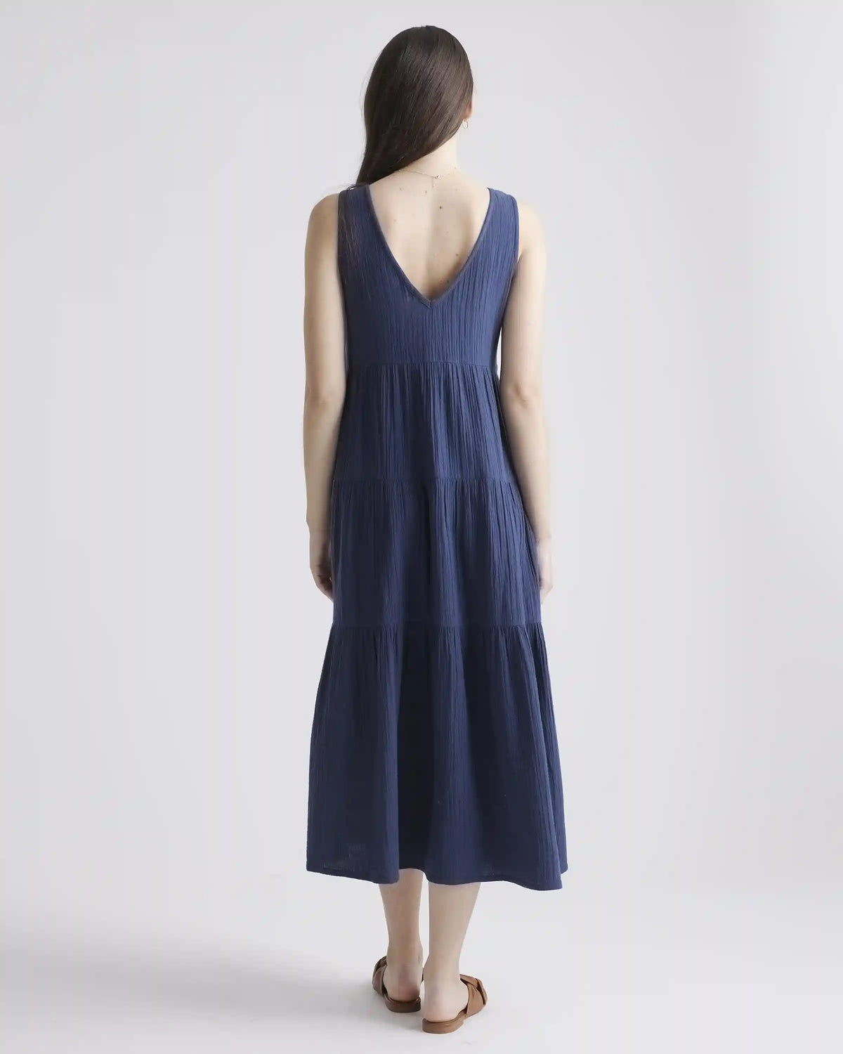 100% Organic Cotton Gauze Tiered Maxi Dress