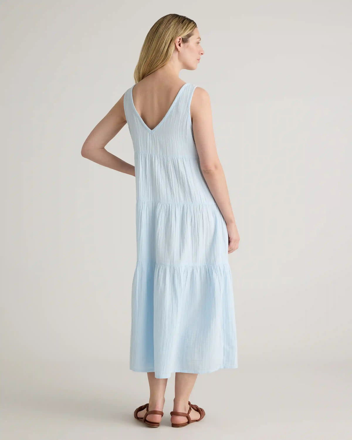 100% Organic Cotton Gauze Tiered Maxi Dress