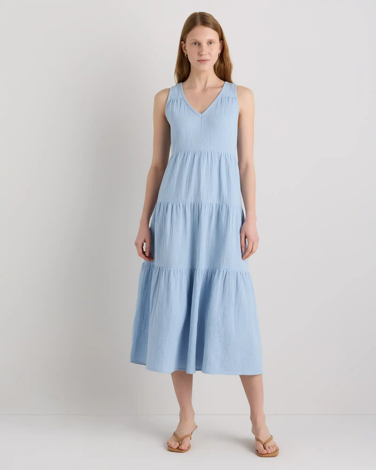 100% Organic Cotton Gauze Tiered Maxi Dress