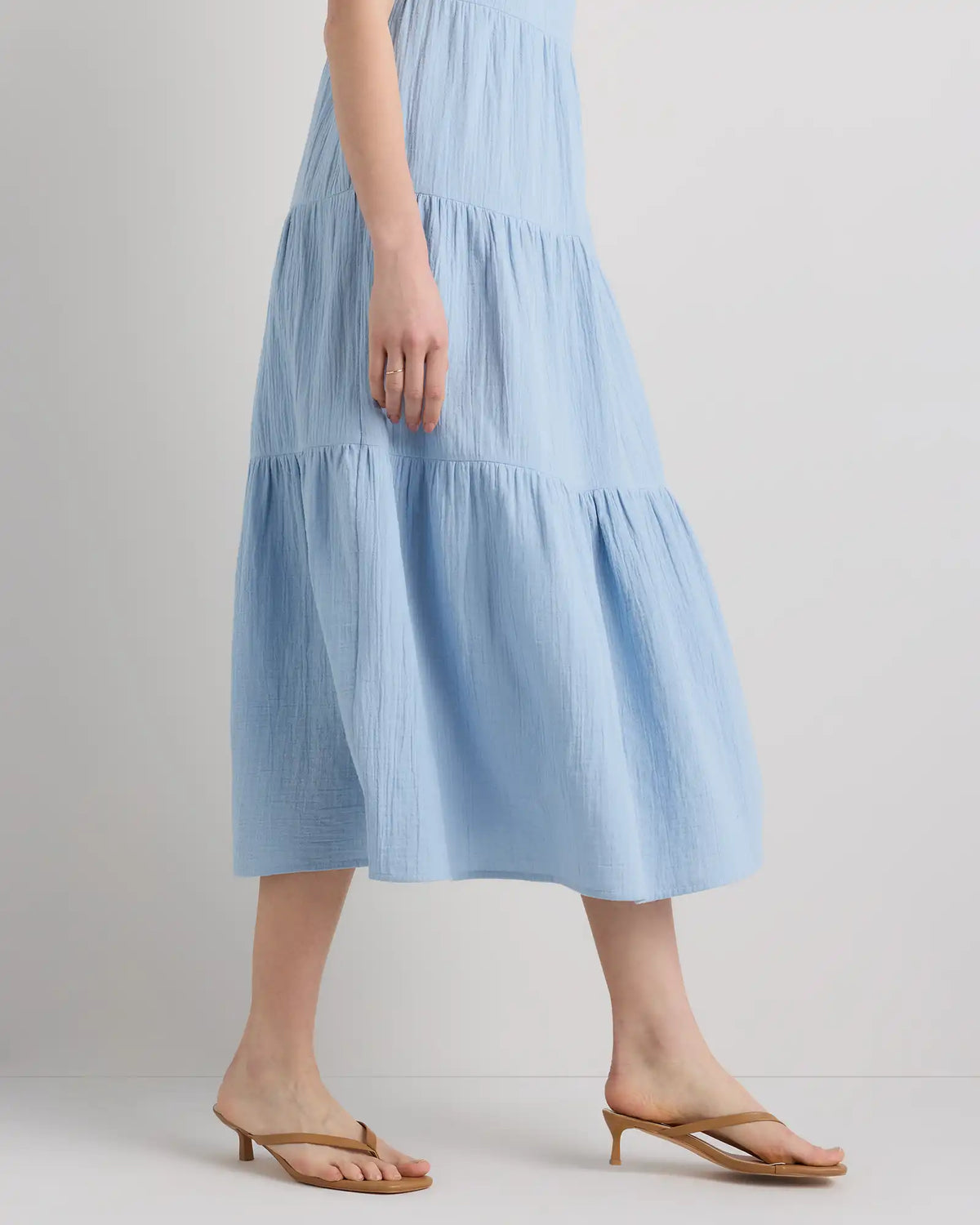 100% Organic Cotton Gauze Tiered Maxi Dress