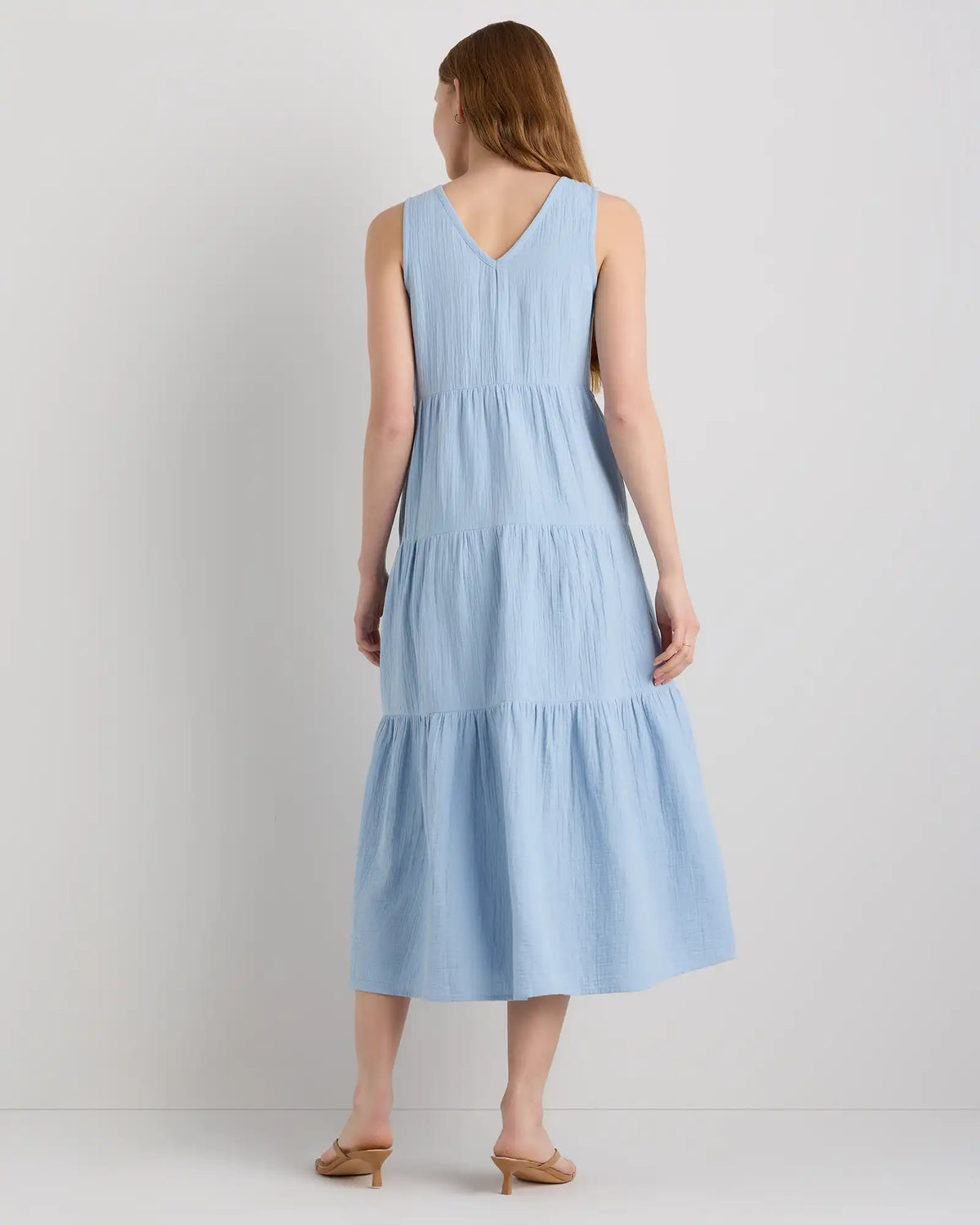 100% Organic Cotton Gauze Tiered Maxi Dress