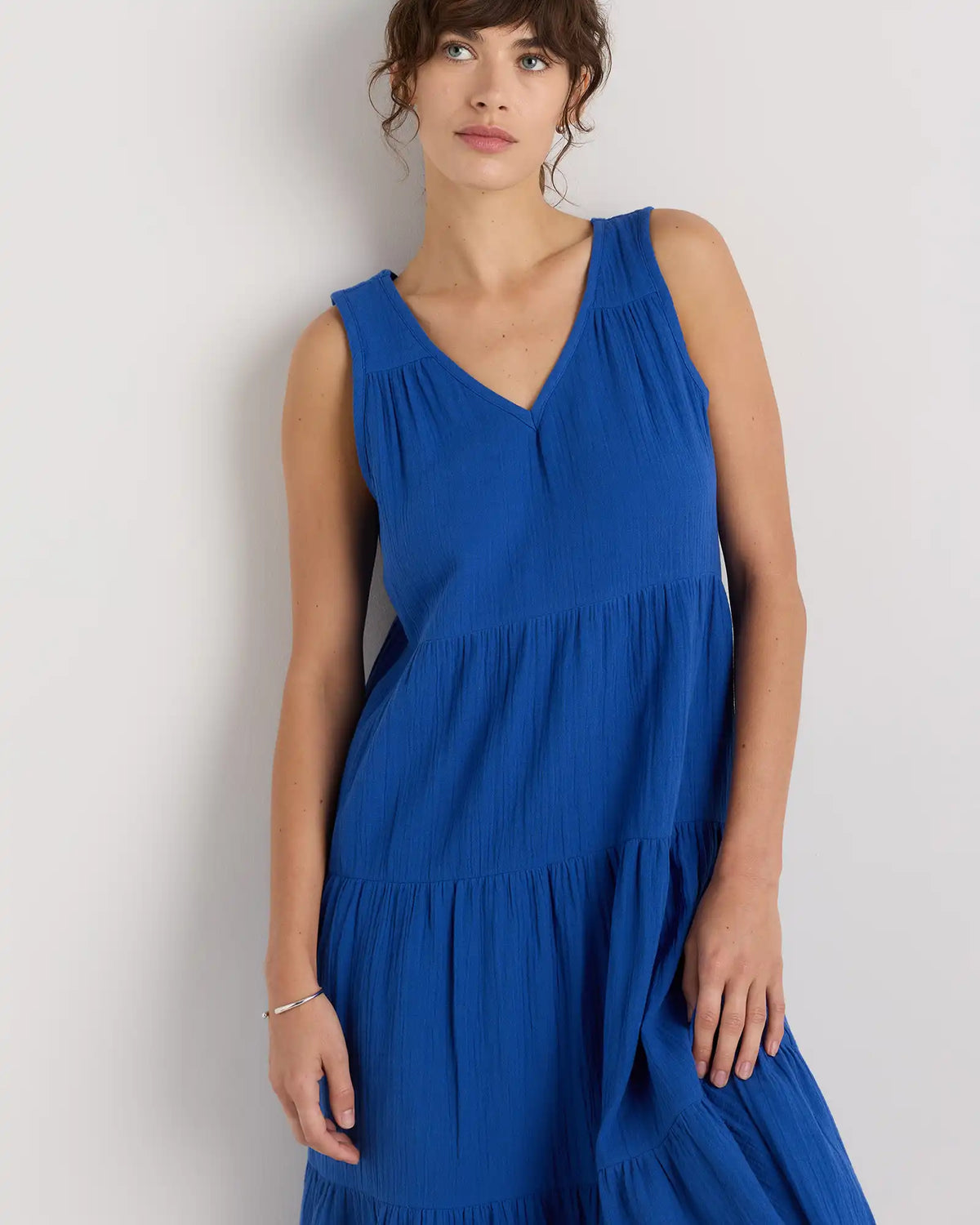 100% Organic Cotton Gauze Tiered Maxi Dress