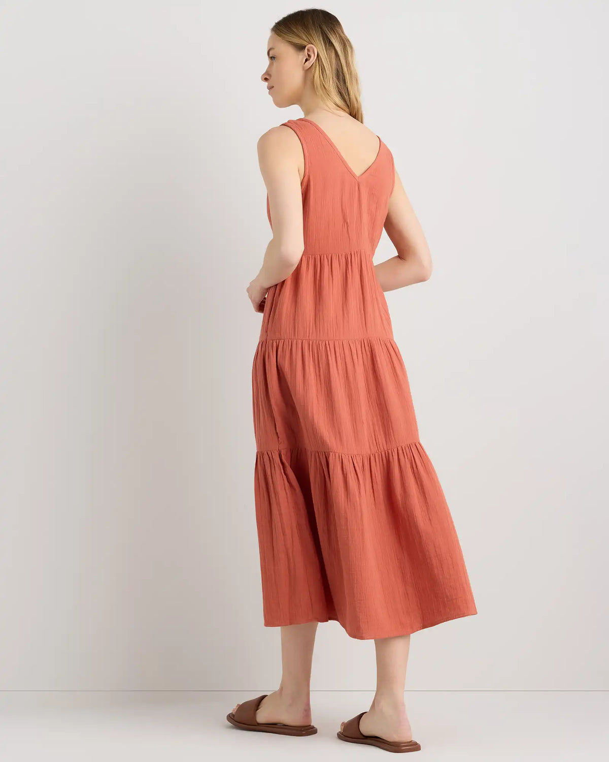 100% Organic Cotton Gauze Tiered Maxi Dress