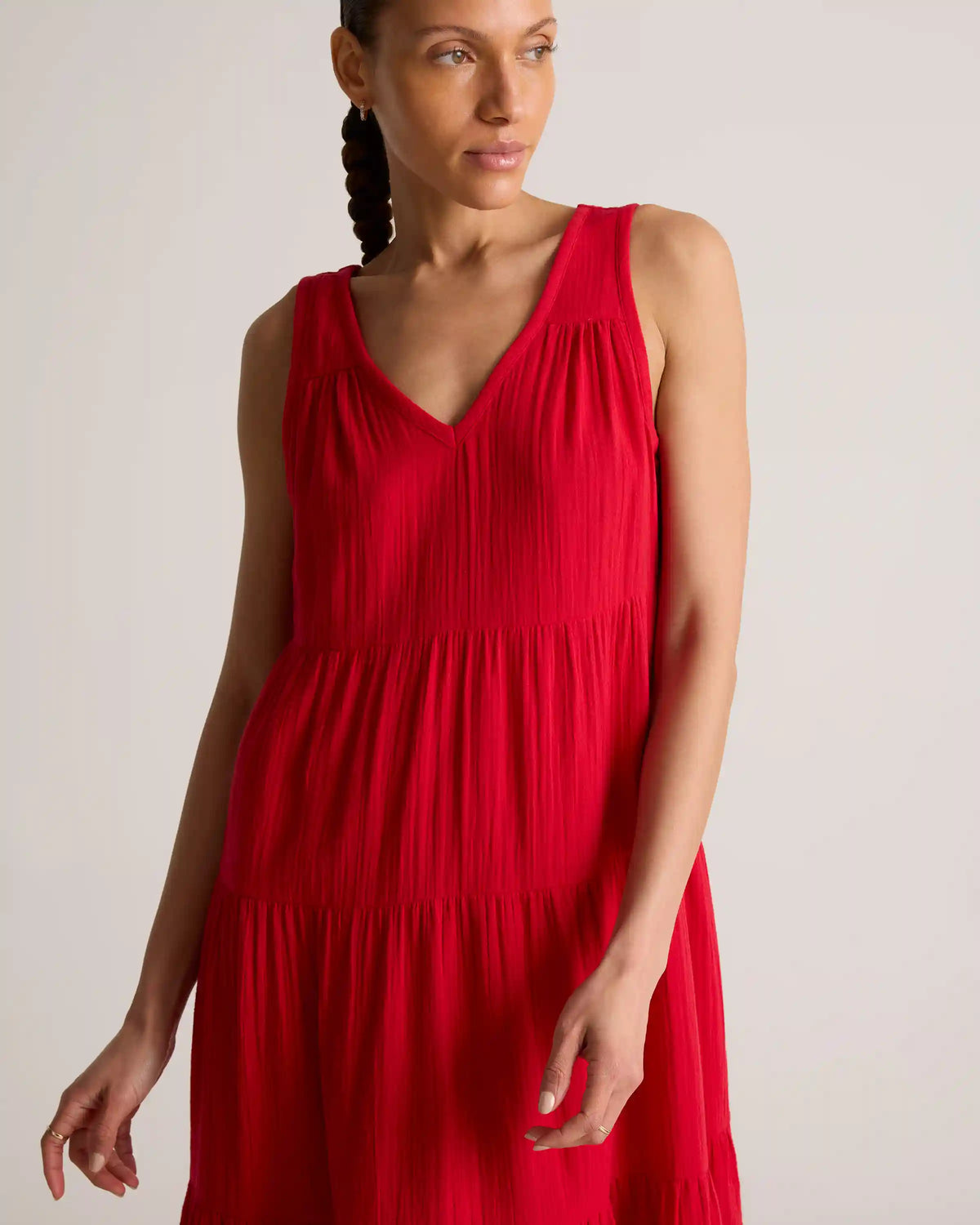 100% Organic Cotton Gauze Tiered Maxi Dress