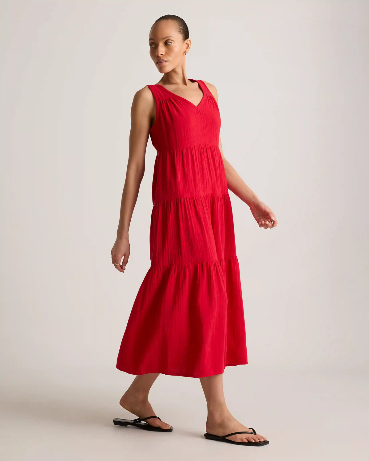 100% Organic Cotton Gauze Tiered Maxi Dress