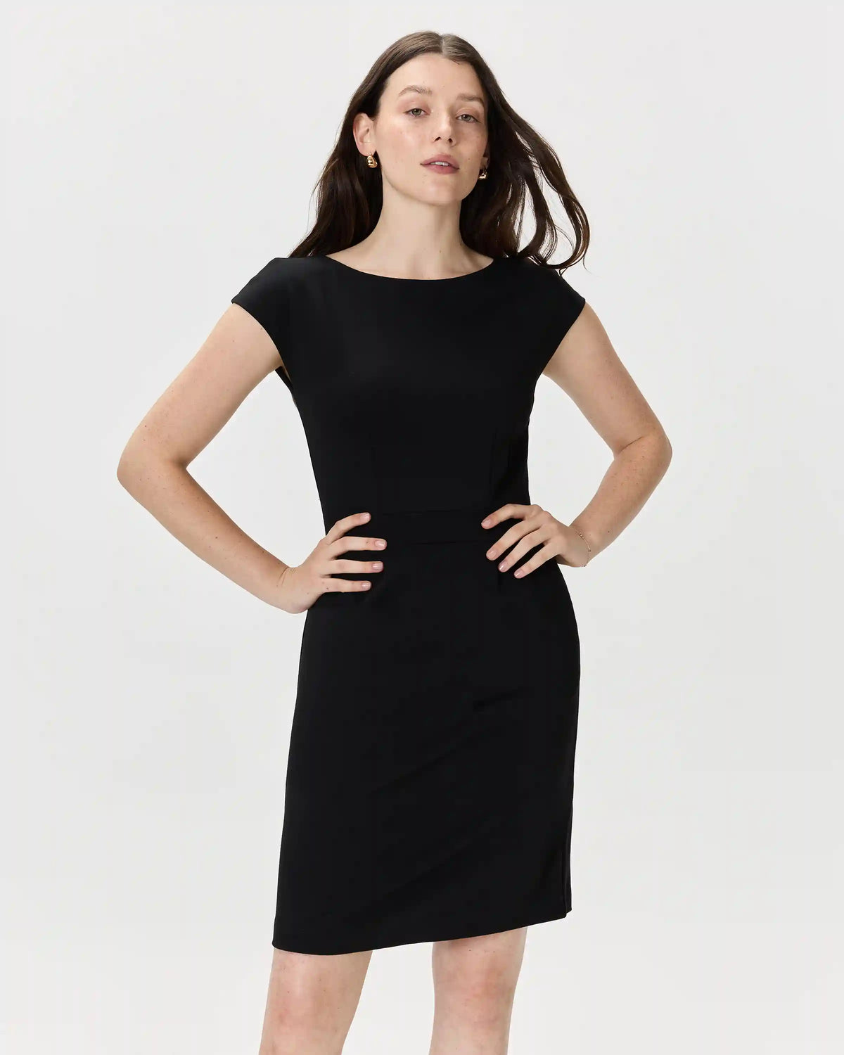 Ultra-Stretch Ponte Cap Sleeve Dress