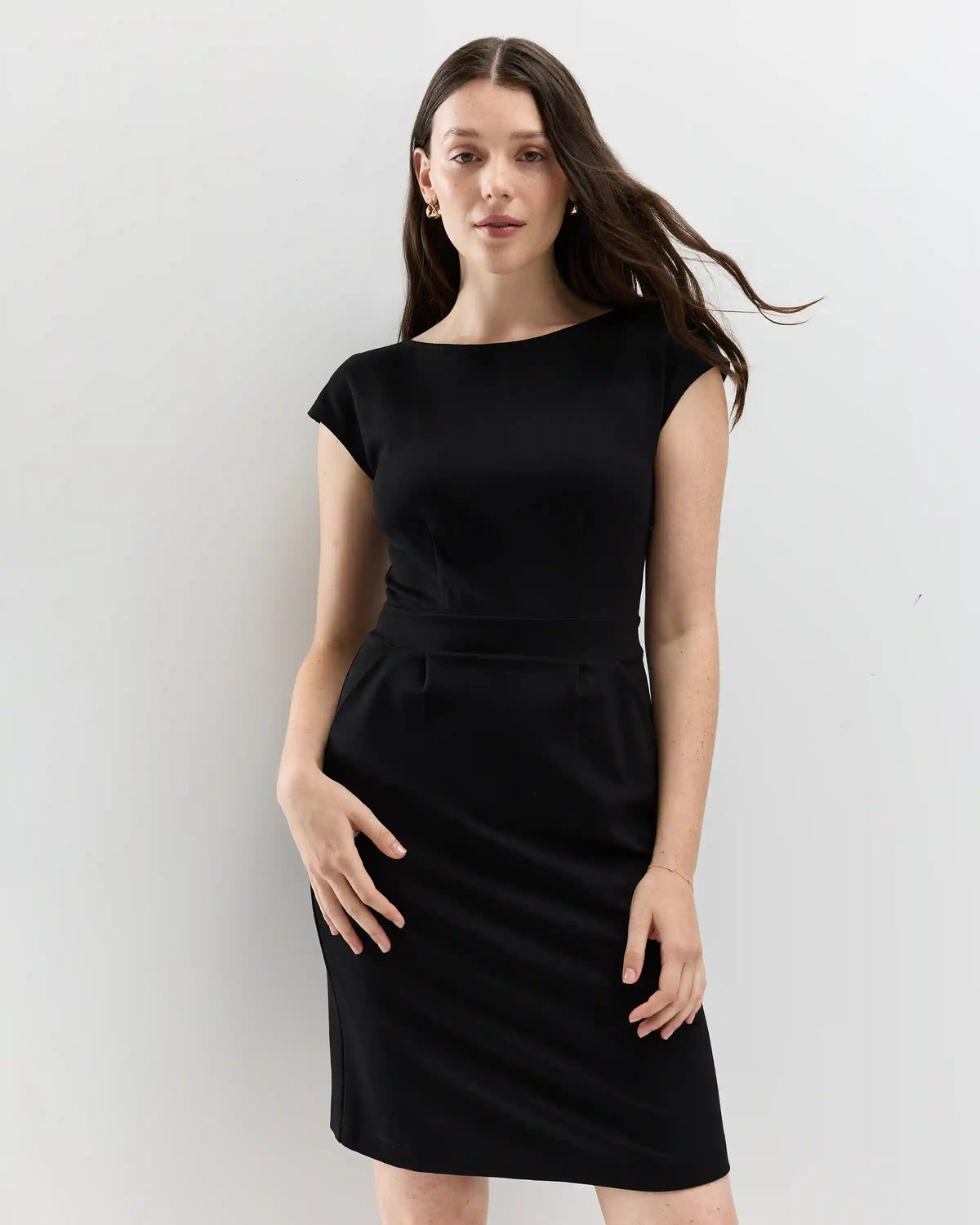 Ultra-Stretch Ponte Cap Sleeve Dress