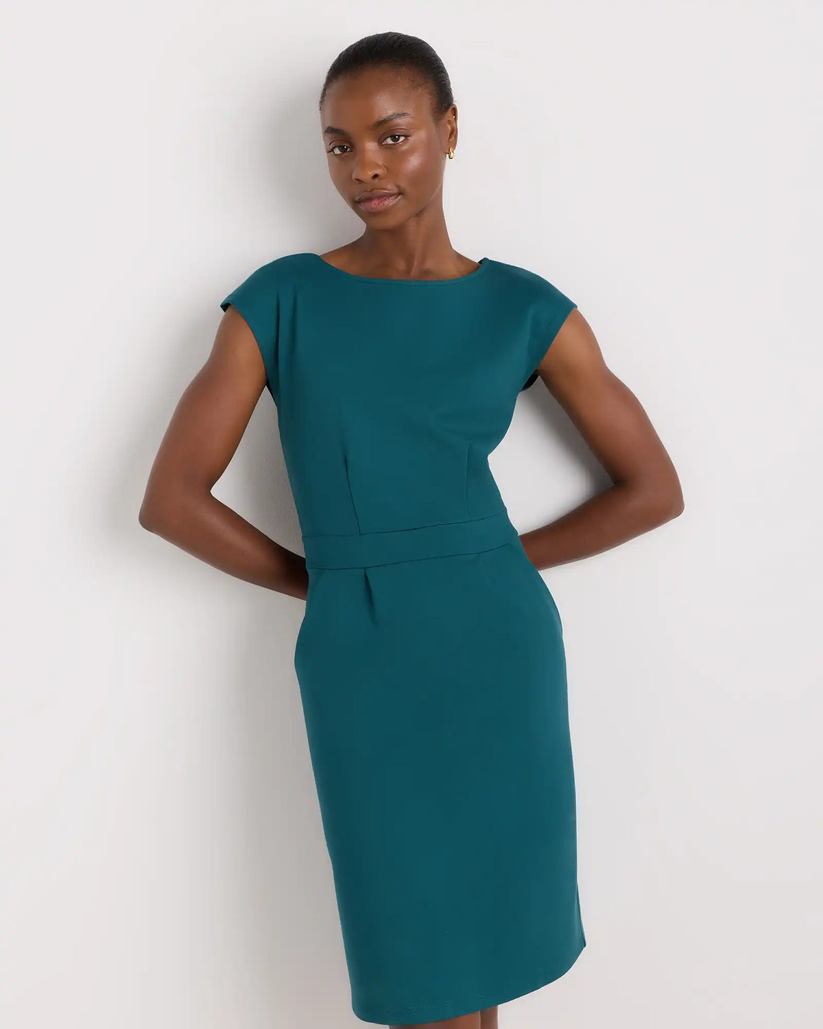 Ultra-Stretch Ponte Cap Sleeve Dress