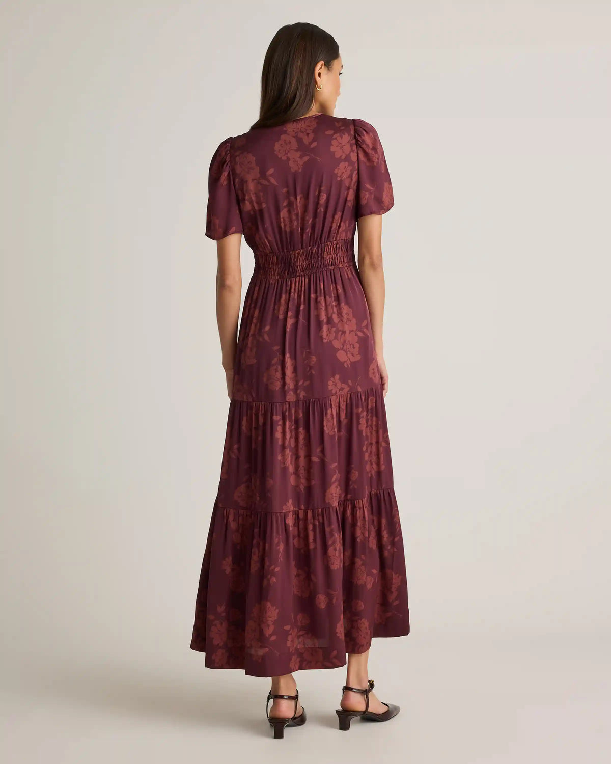 Washable Stretch Silk Tiered Maxi Dress