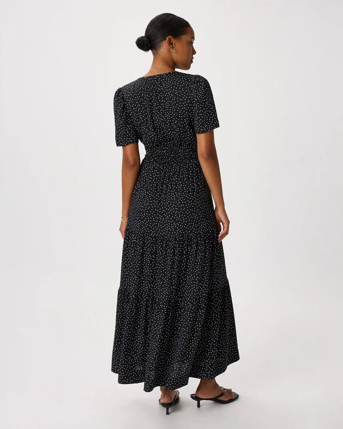 Washable Stretch Silk Tiered Maxi Dress