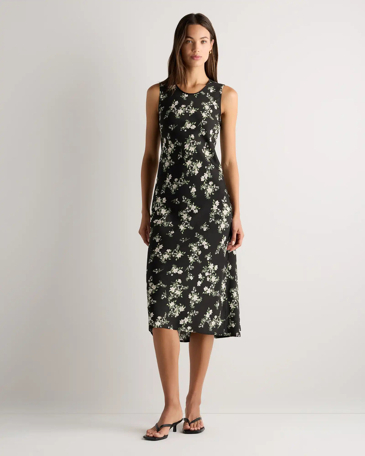 Washable Stretch Silk Tank Midi Dress