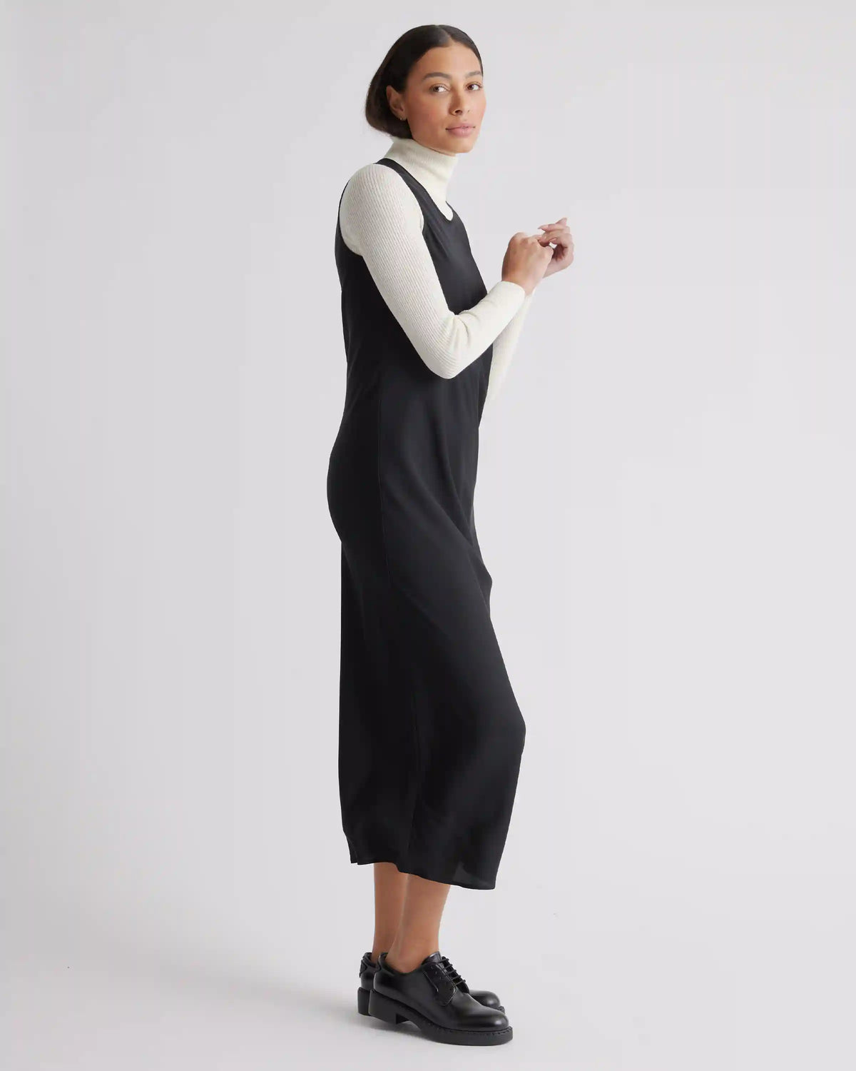 Washable Stretch Silk Tank Midi Dress