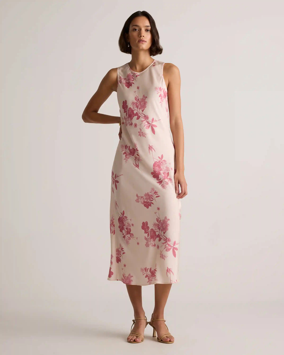 Washable Stretch Silk Tank Midi Dress