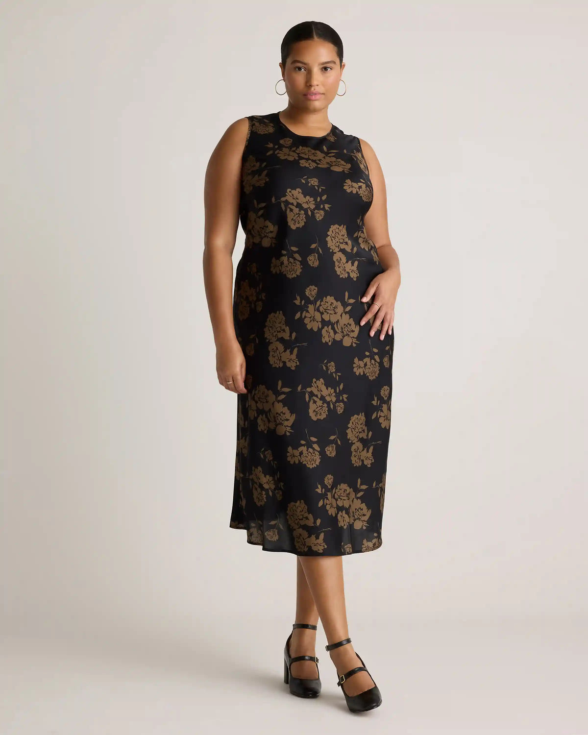 Washable Stretch Silk Tank Midi Dress