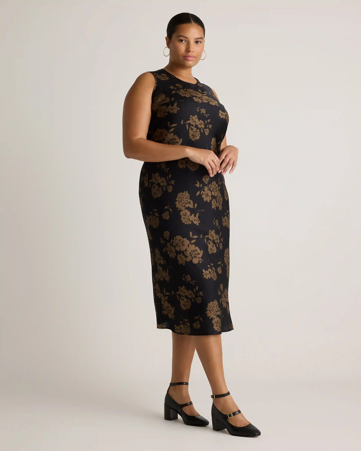 Washable Stretch Silk Tank Midi Dress