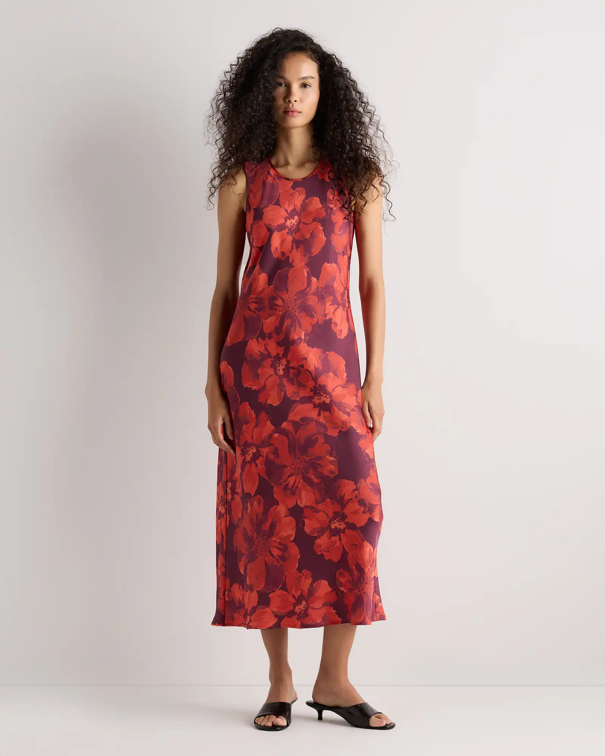 Washable Stretch Silk Tank Midi Dress