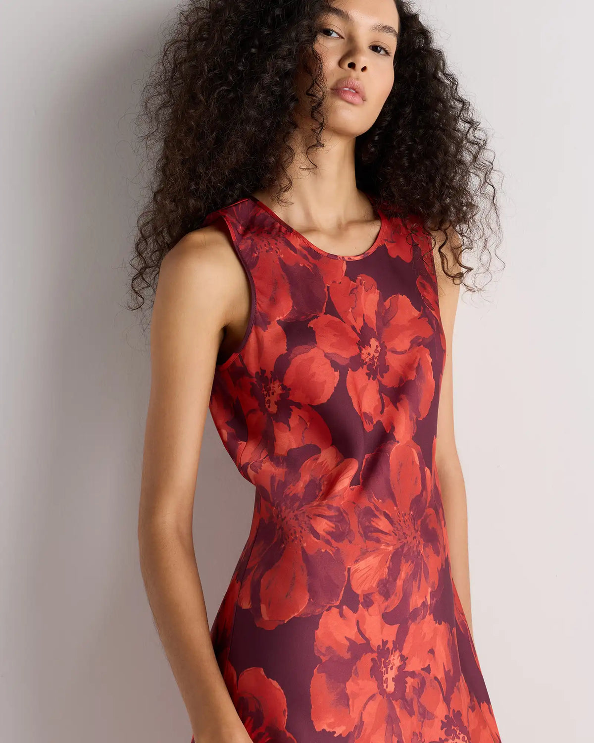 Washable Stretch Silk Tank Midi Dress