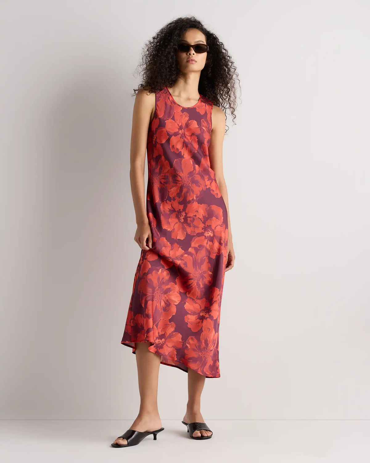 Washable Stretch Silk Tank Midi Dress