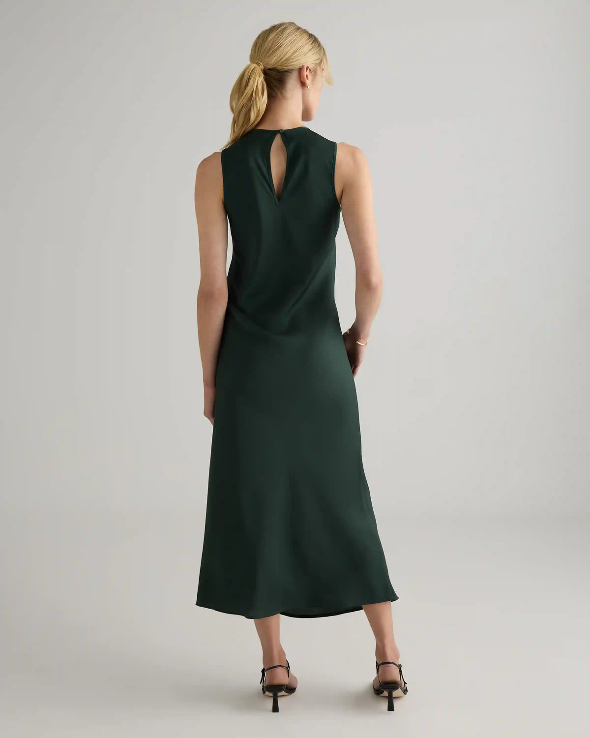 Washable Stretch Silk Tank Midi Dress
