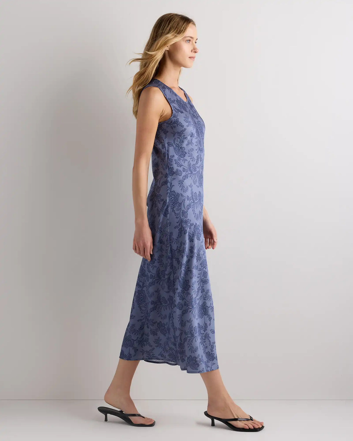Washable Stretch Silk Tank Midi Dress