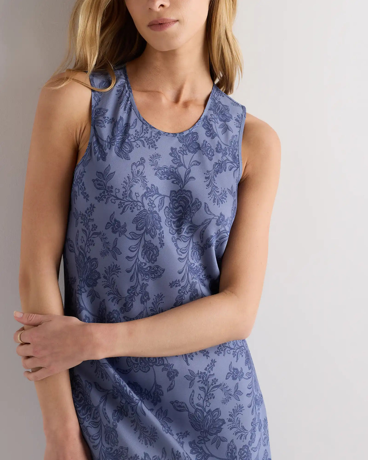 Washable Stretch Silk Tank Midi Dress