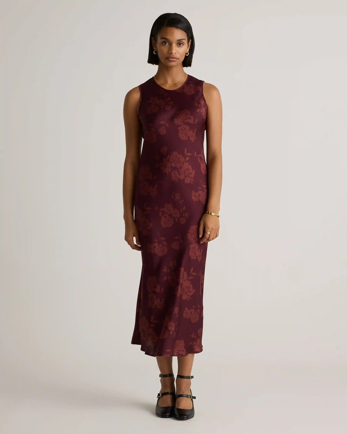 Washable Stretch Silk Tank Midi Dress