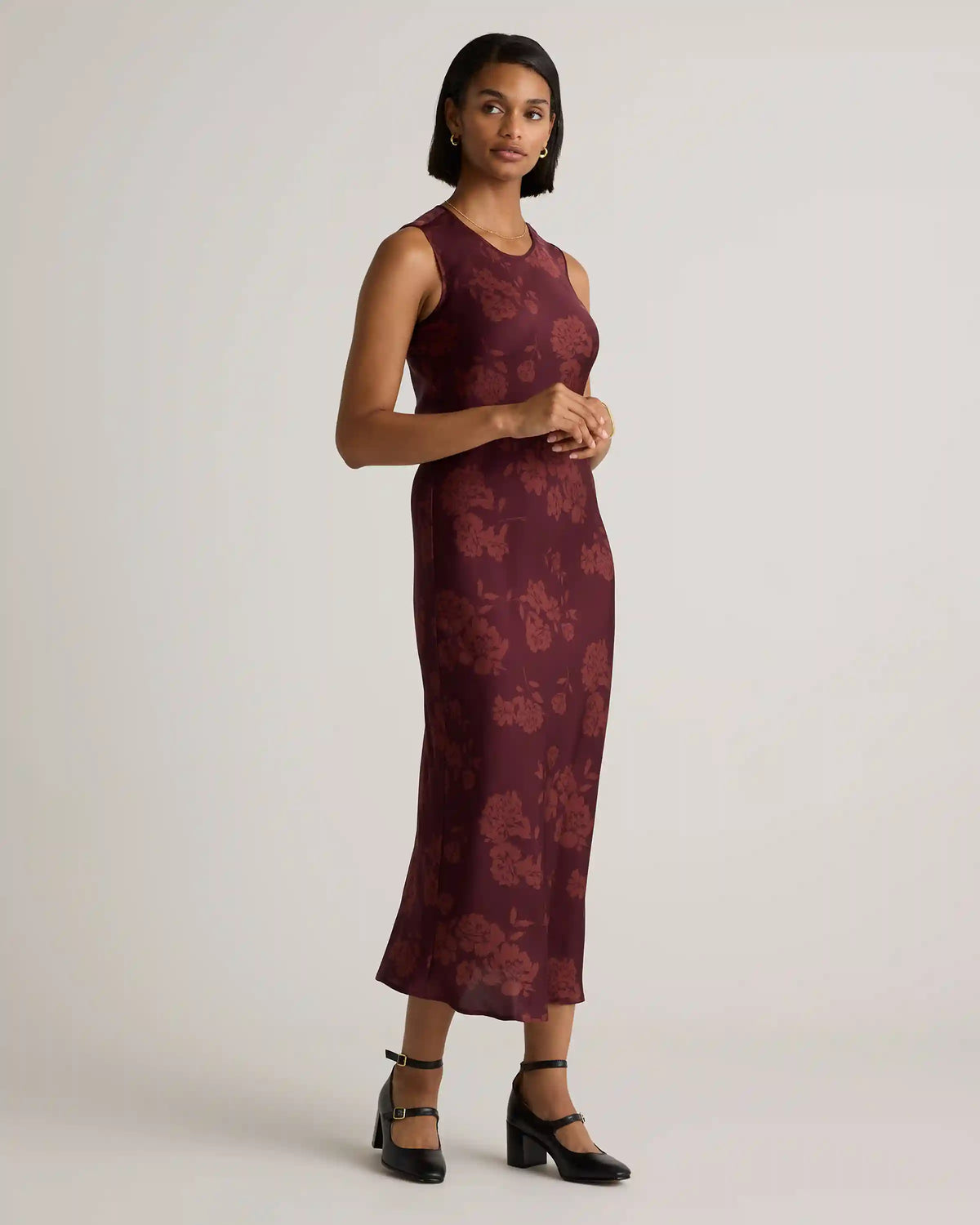 Washable Stretch Silk Tank Midi Dress