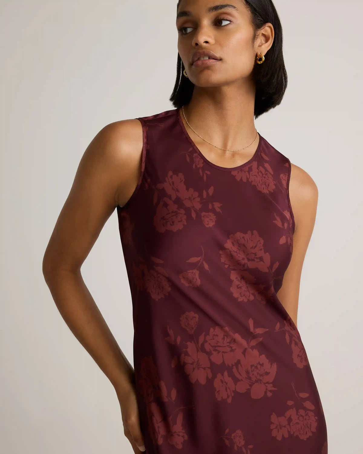 Washable Stretch Silk Tank Midi Dress