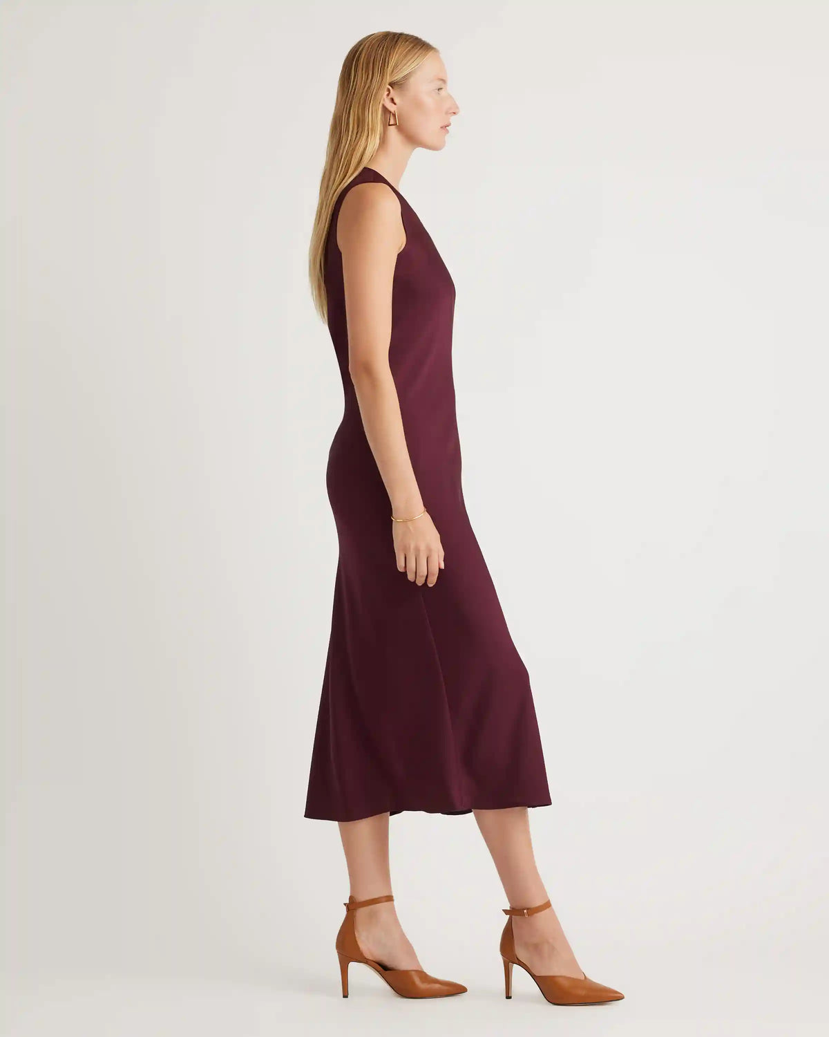 Washable Stretch Silk Tank Midi Dress