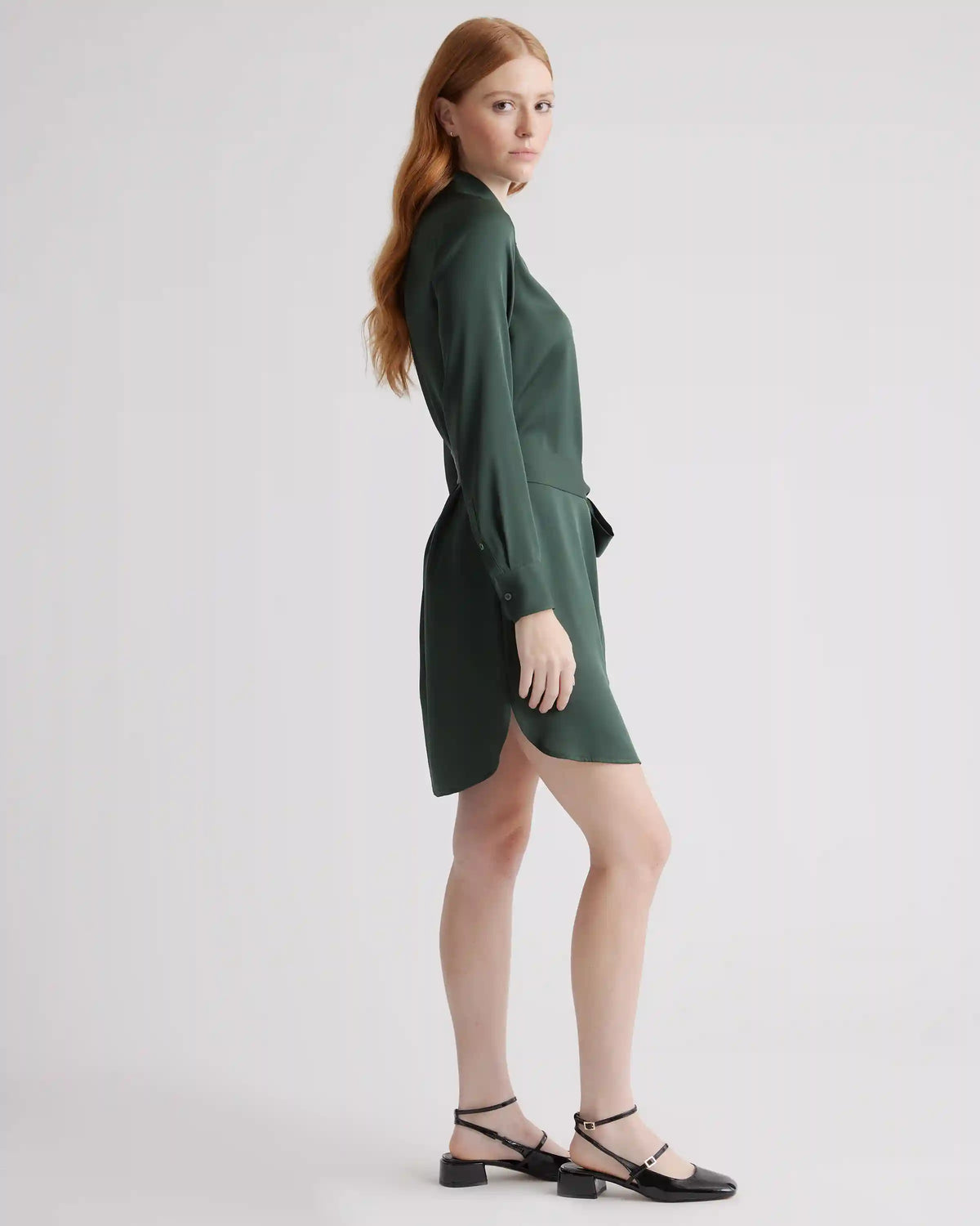 Washable Stretch Silk Shirt Dress