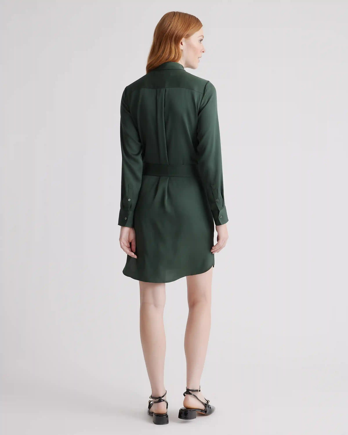 Washable Stretch Silk Shirt Dress