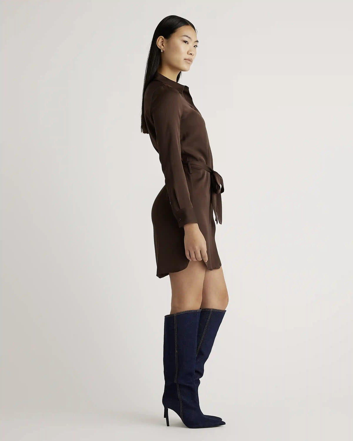 Washable Stretch Silk Shirt Dress