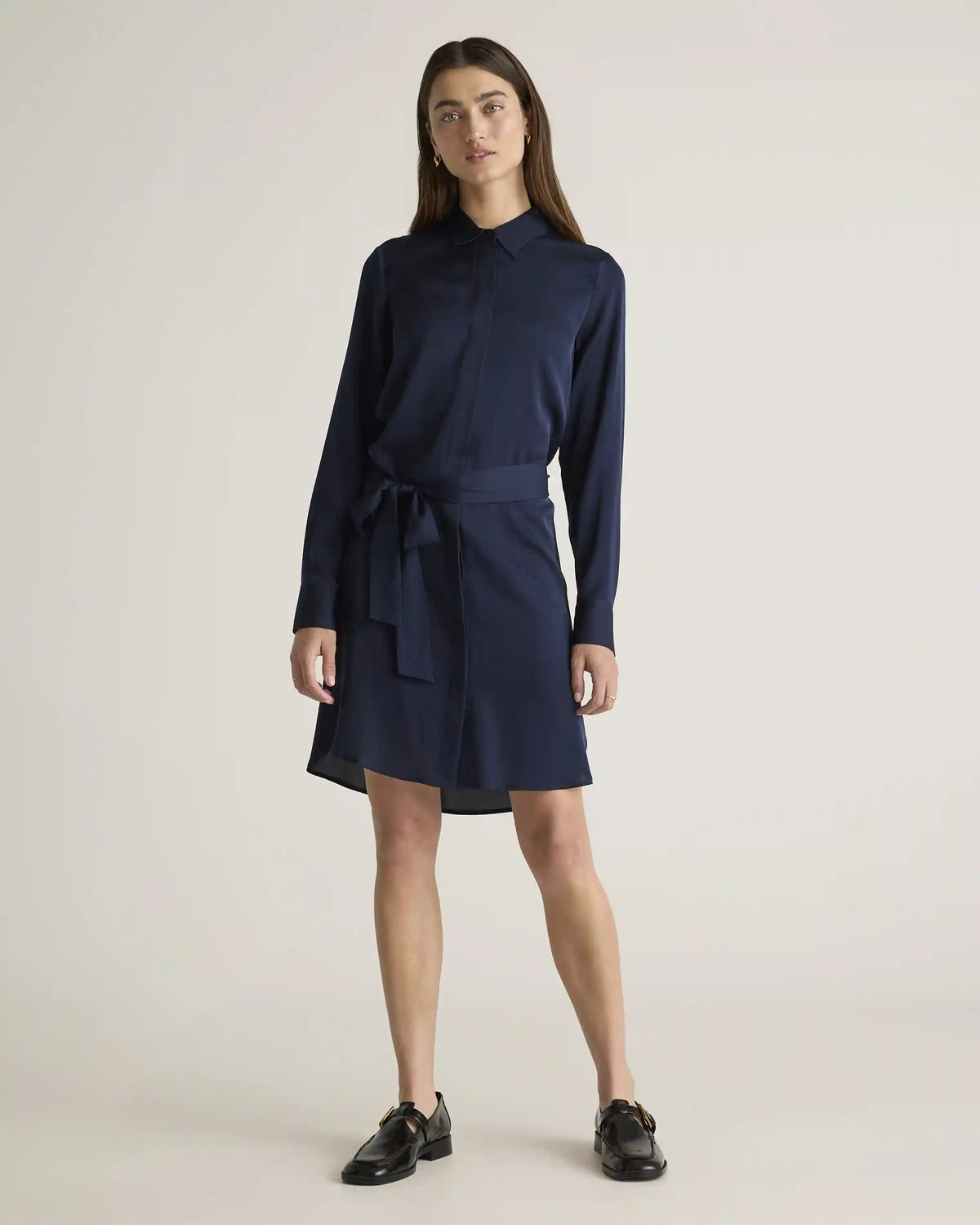 Washable Stretch Silk Shirt Dress