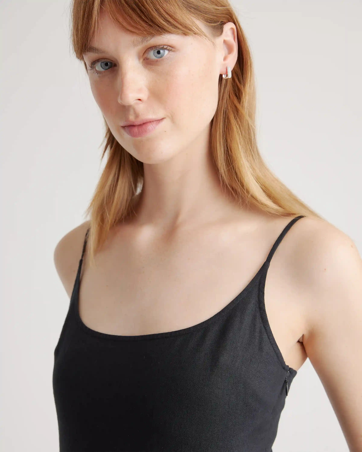 100% European Linen Scoop Neck Midi Dress