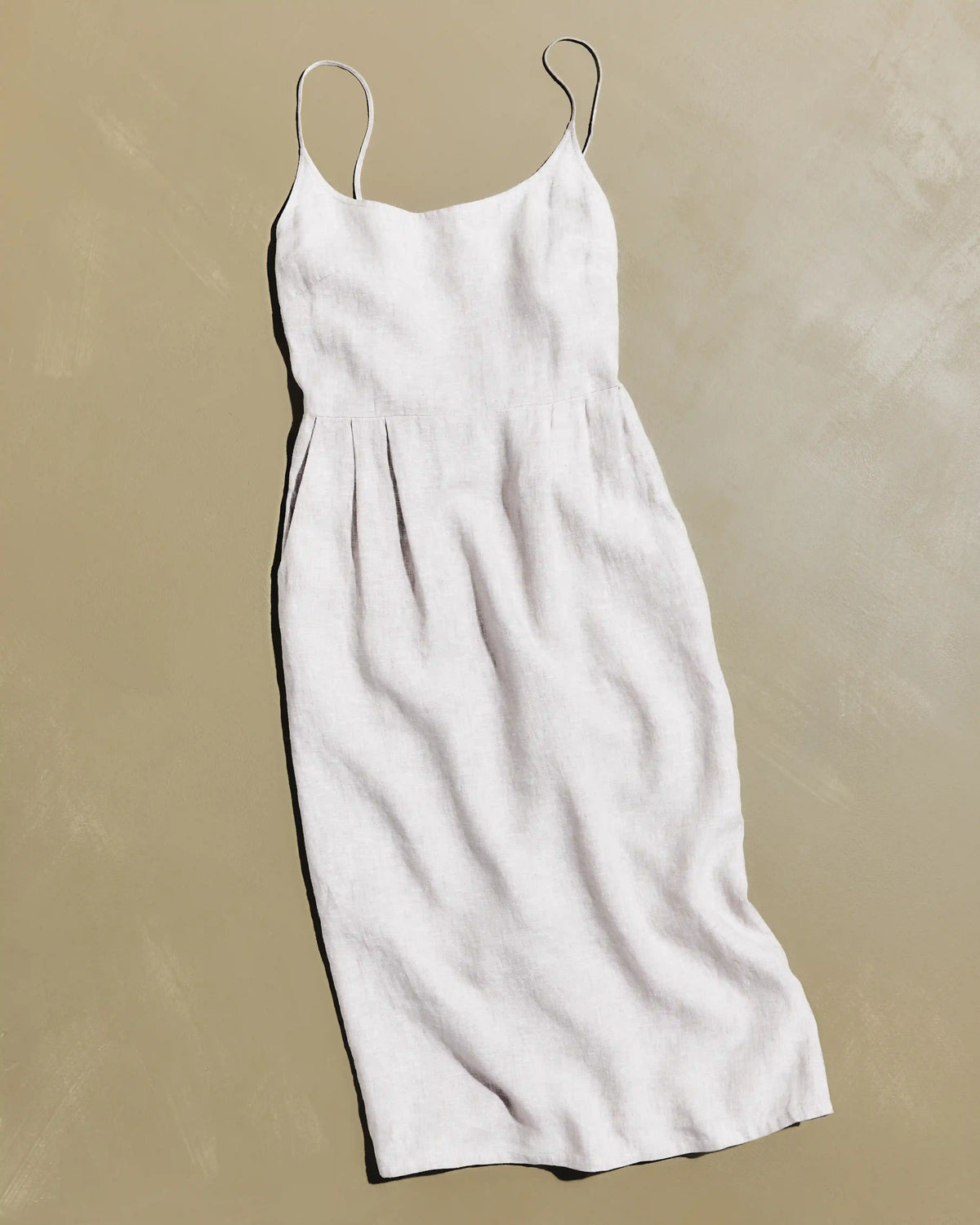 100% European Linen Scoop Neck Midi Dress