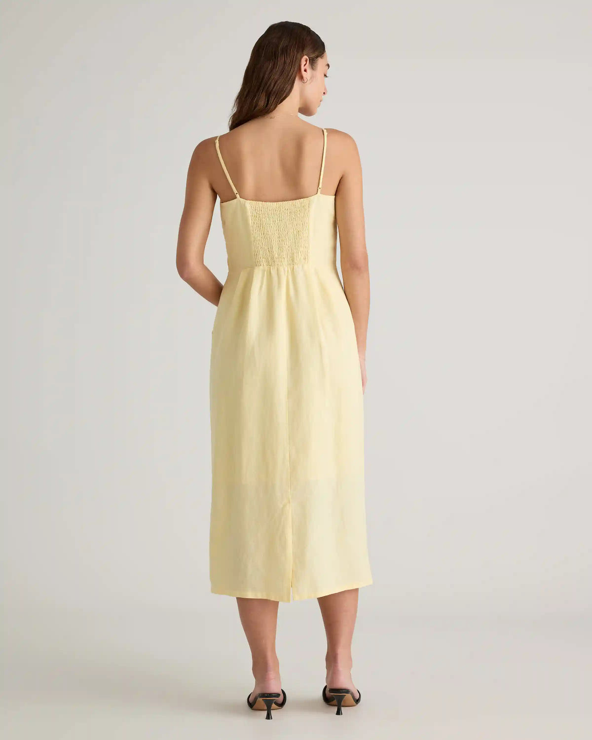 100% European Linen Scoop Neck Midi Dress