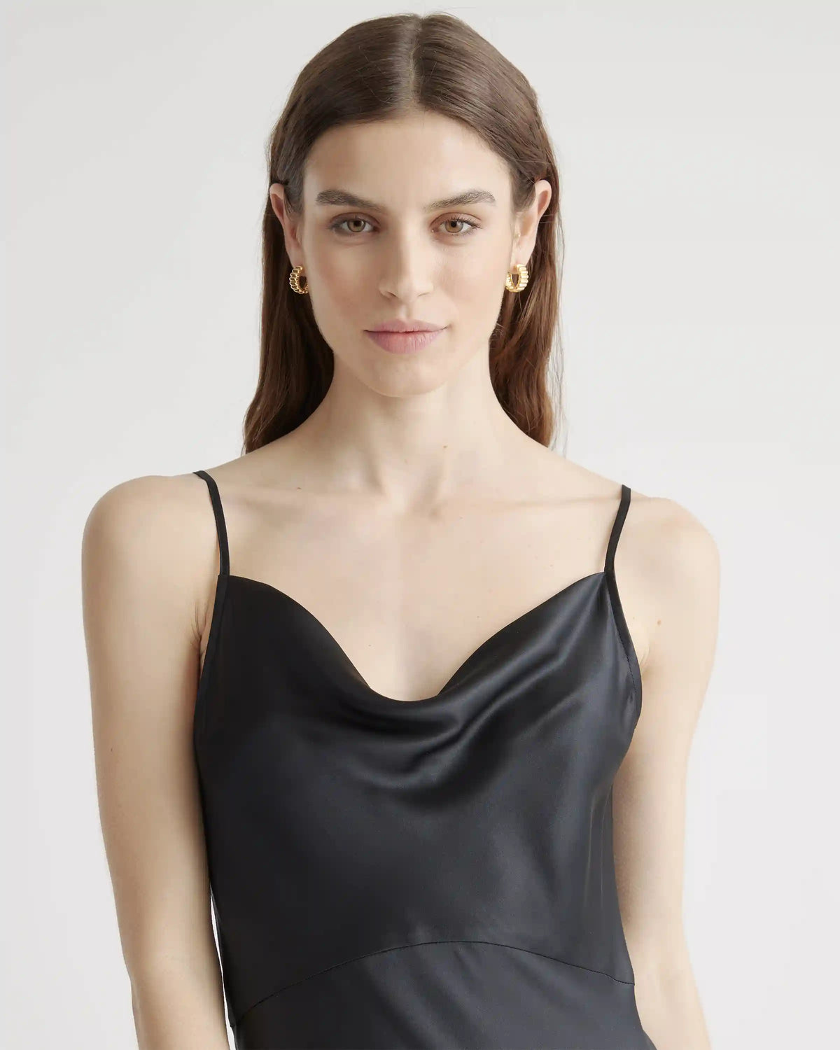 100% Washable Silk Cowl Neck Slip Dress