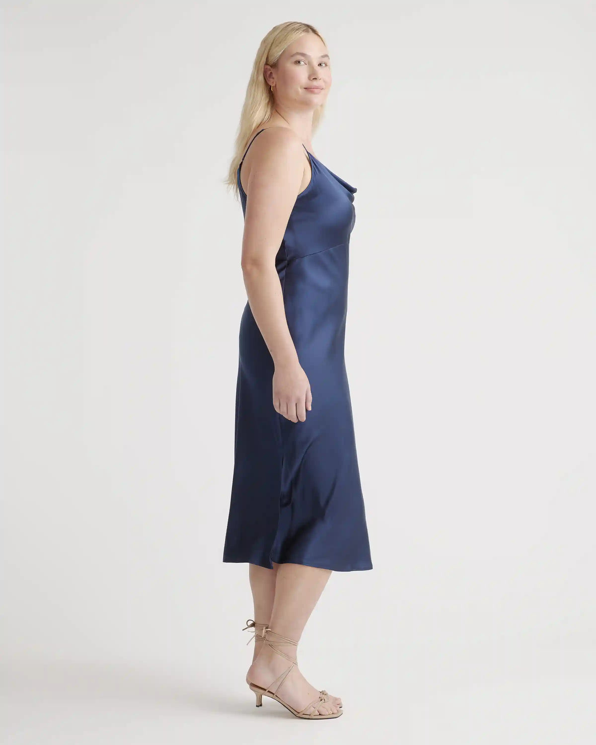 100% Washable Silk Cowl Neck Slip Dress