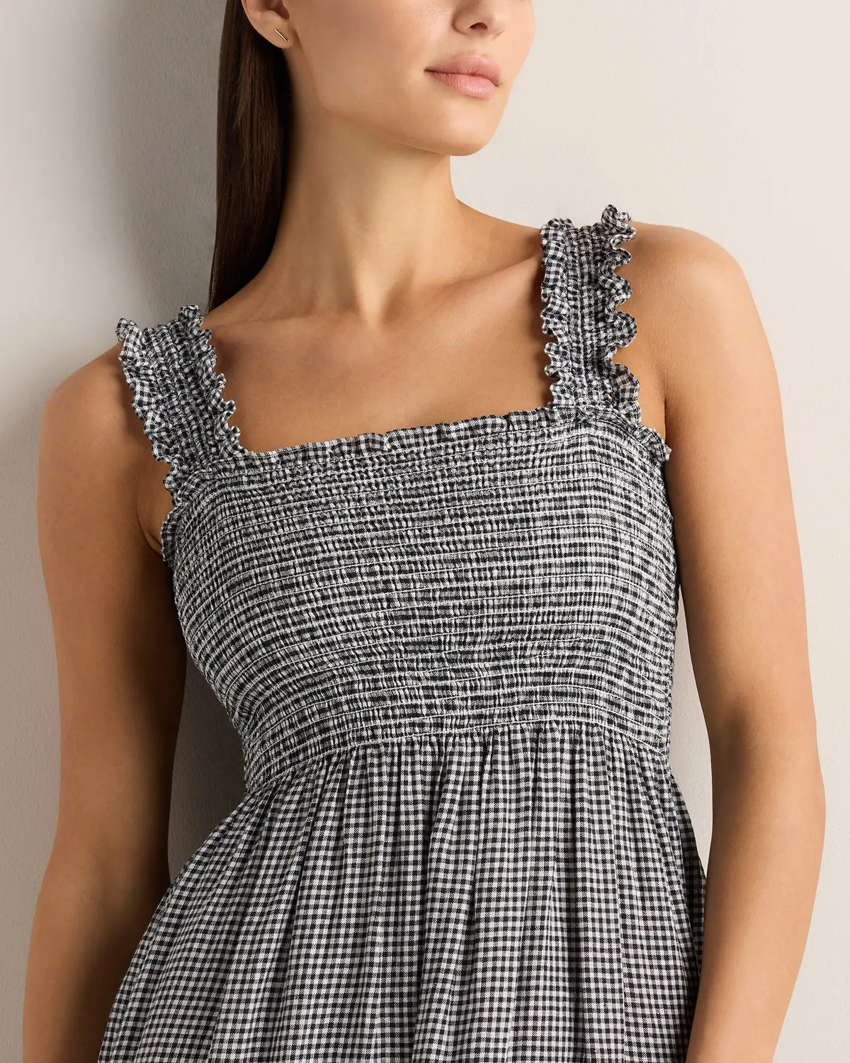 100% European Linen Smocked Midi Dress