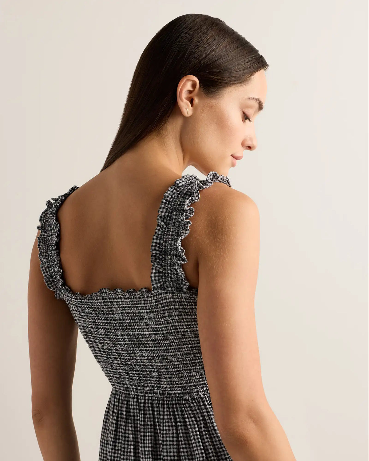 100% European Linen Smocked Midi Dress