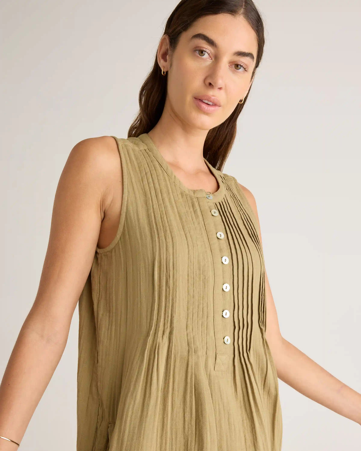 100% Organic Cotton Gauze Sleeveless Swing Dress