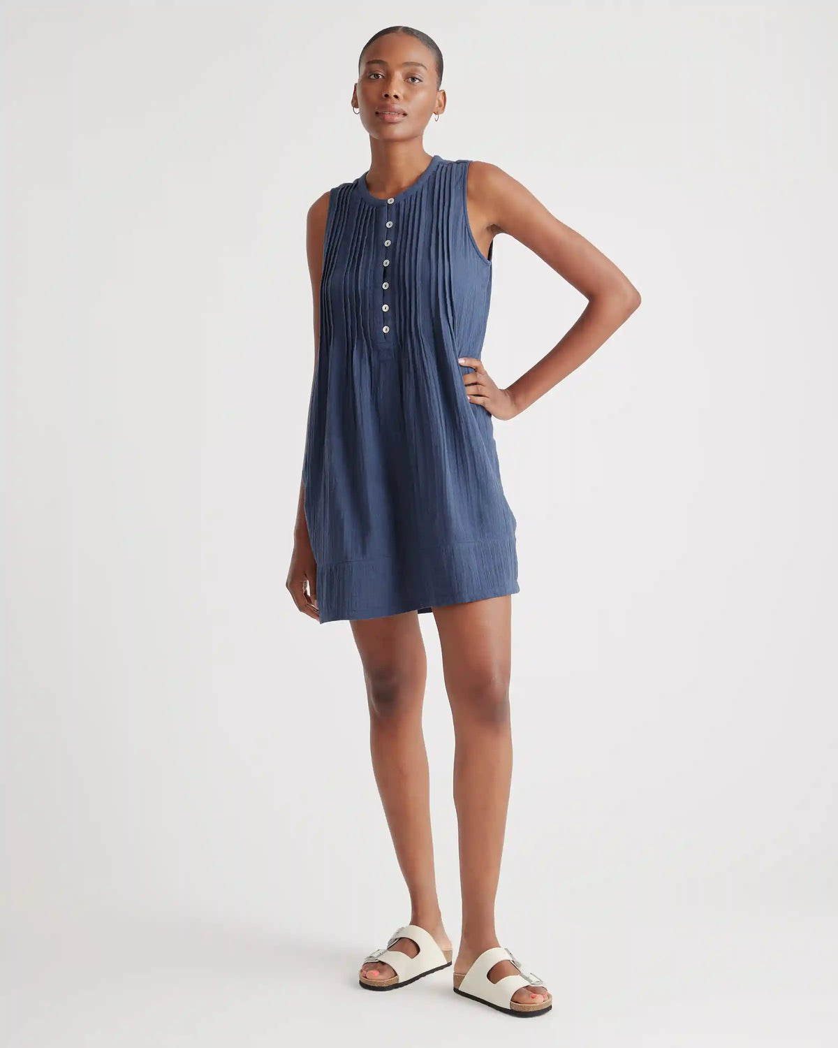 100% Organic Cotton Gauze Sleeveless Swing Dress